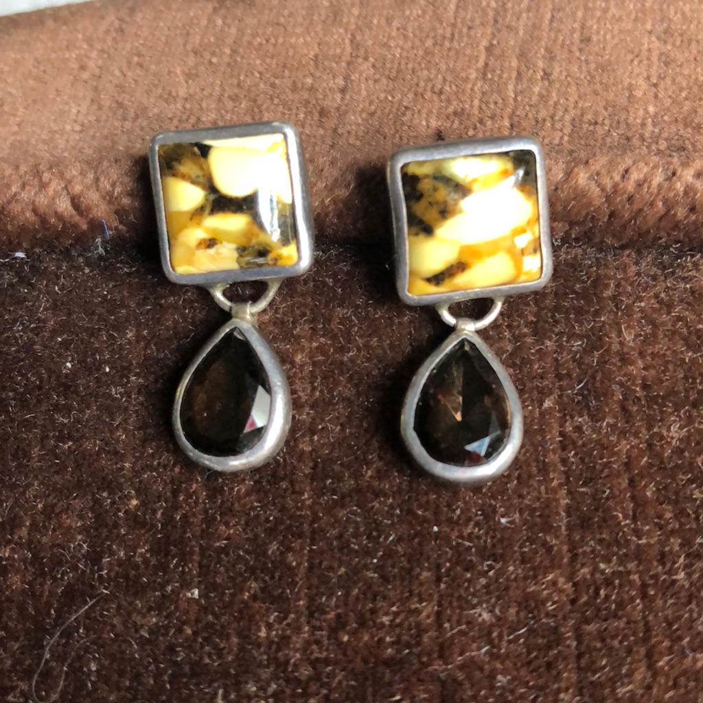 Stunning Tigers Eye & Smoky Topaz Earrings!
